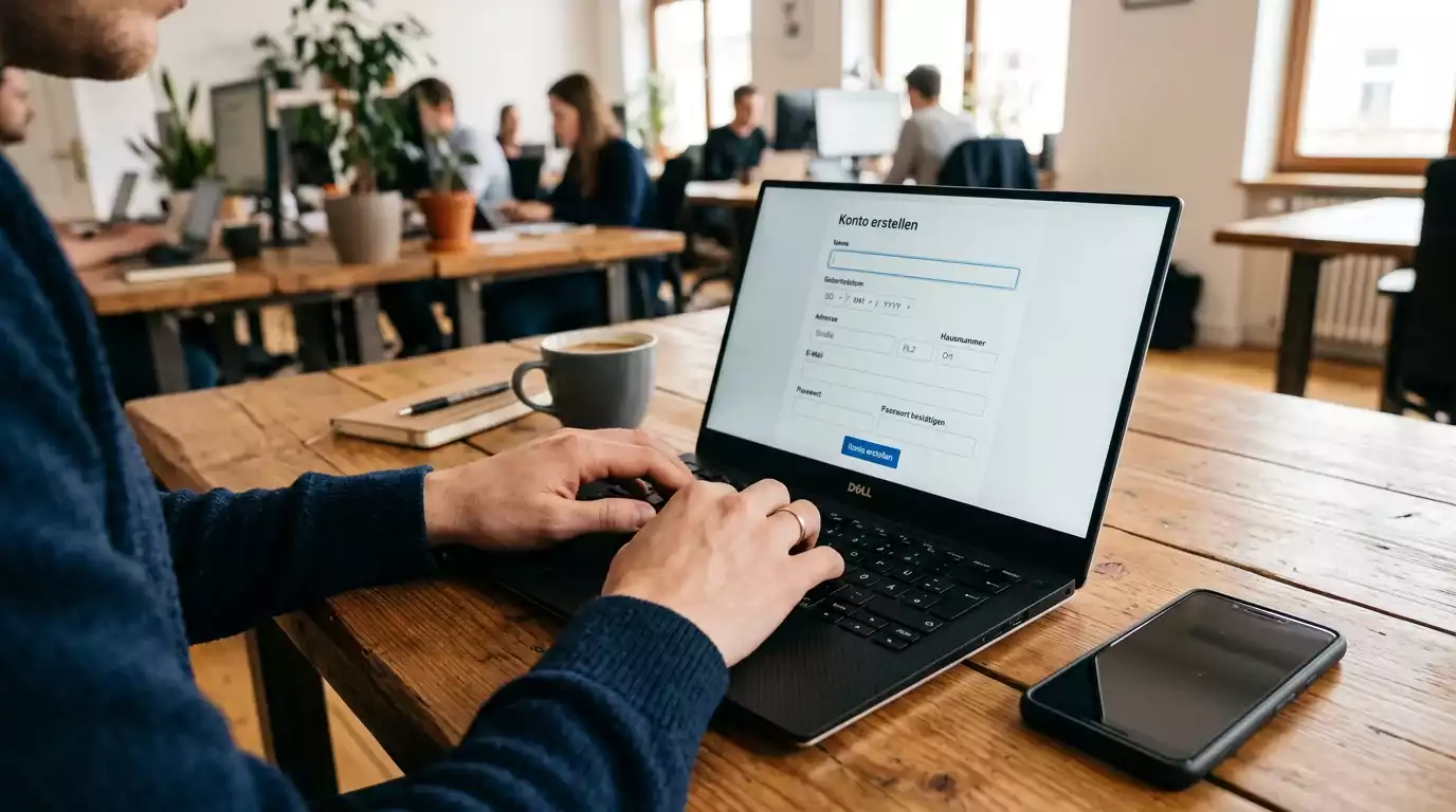 Schweizer Wettkonto-Registrierungsformular auf einem Laptop